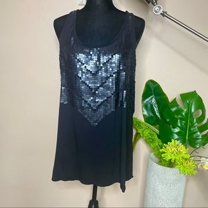 Lane Bryant Women's Plus Size Black Sequin Scoopneck Sleeveless Tank Top